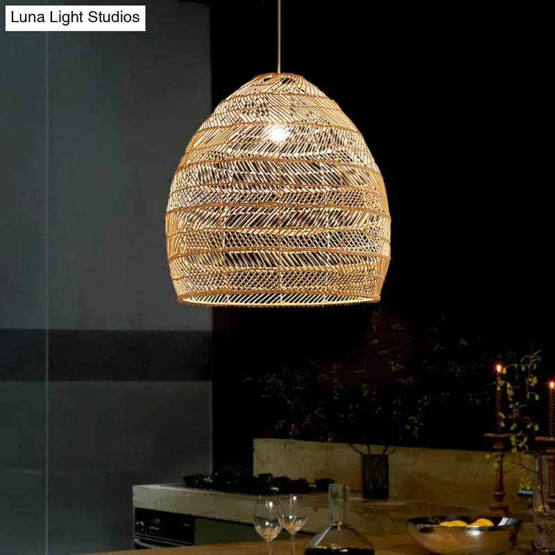 Rotan Hanglamp Cloche Scandinavisch Design Eettafel Verlichting Natuurlijke Stijl Woonkamer Keuken Eetkamer | Sansoti