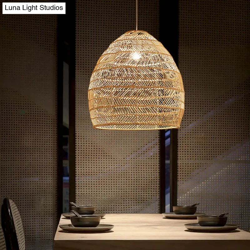 Rotan Hanglamp Cloche Scandinavisch Design Eettafel Verlichting Natuurlijke Stijl Woonkamer Keuken Eetkamer | Sansoti