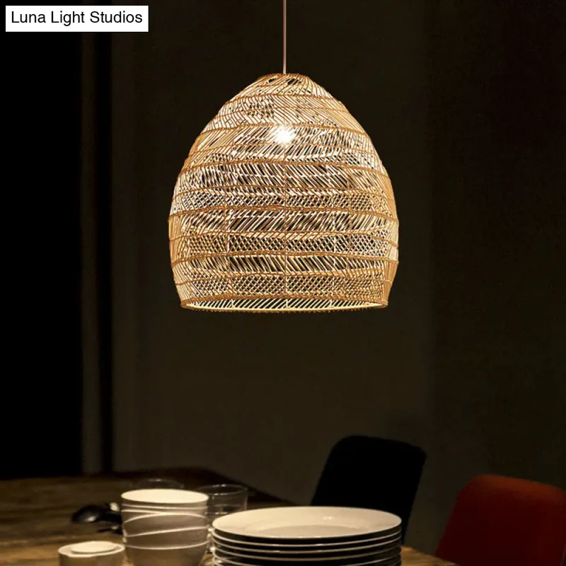 Rotan Hanglamp Cloche Scandinavisch Design Eettafel Verlichting Natuurlijke Stijl Woonkamer Keuken Eetkamer | Sansoti