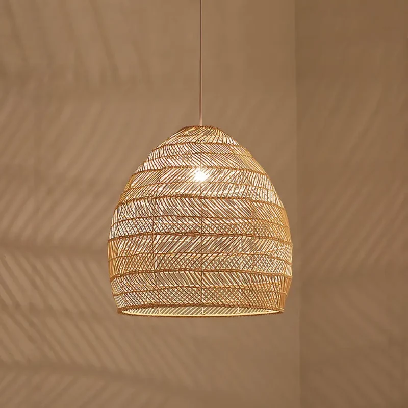 Rotan Hanglamp Cloche Scandinavisch Design Eettafel Verlichting Natuurlijke Stijl Woonkamer Keuken Eetkamer | Sansoti