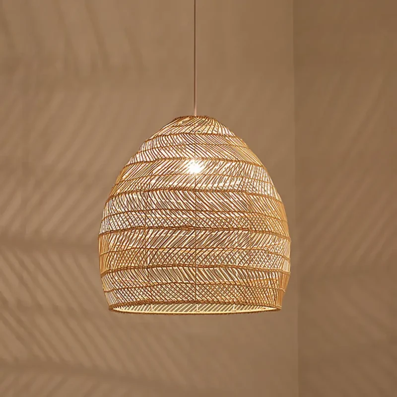 Rotan Hanglamp Cloche Scandinavisch Design Eettafel Verlichting Natuurlijke Stijl Woonkamer Keuken Eetkamer | Sansoti