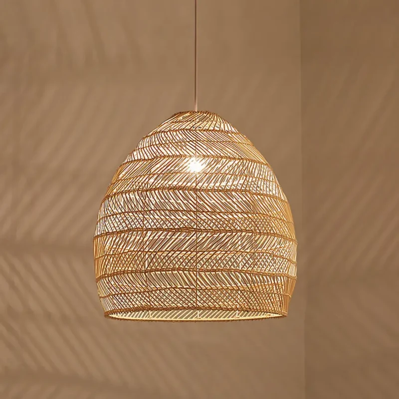 Rotan Hanglamp Cloche Scandinavisch Design Eettafel Verlichting Natuurlijke Stijl Woonkamer Keuken Eetkamer | Sansoti