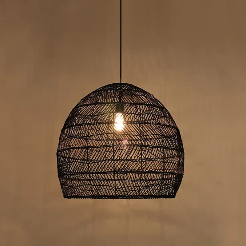 Rotan Hanglamp Cloche Scandinavisch Design Eettafel Verlichting Natuurlijke Stijl Woonkamer Keuken Eetkamer | Sansoti
