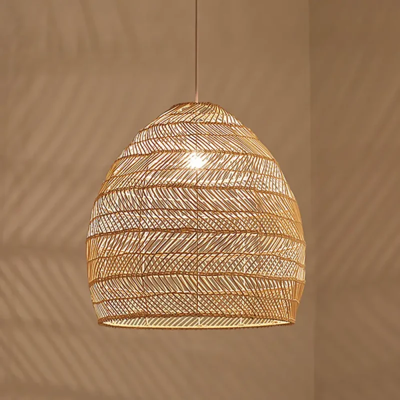 Rotan Hanglamp Cloche Scandinavisch Design Eettafel Verlichting Natuurlijke Stijl Woonkamer Keuken Eetkamer | Sansoti