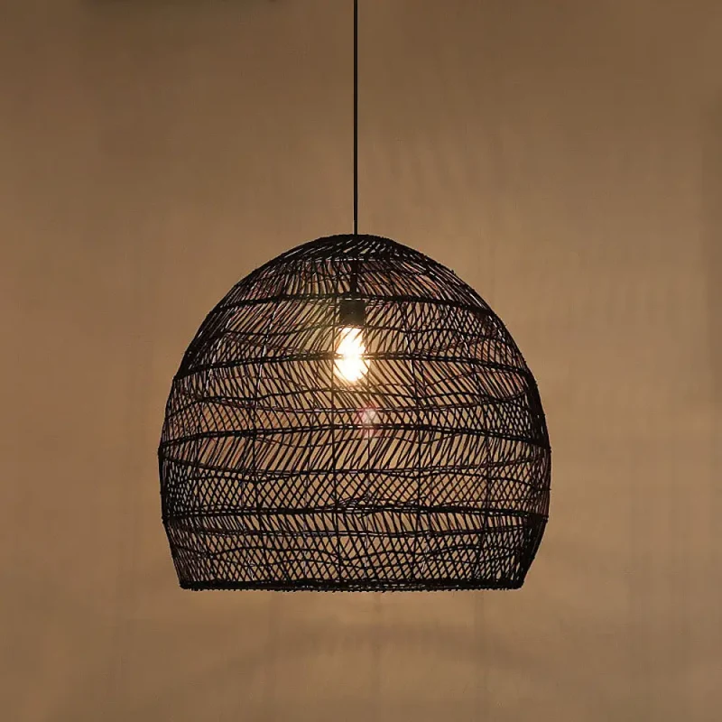 Rotan Hanglamp Cloche Scandinavisch Design Eettafel Verlichting Natuurlijke Stijl Woonkamer Keuken Eetkamer | Sansoti