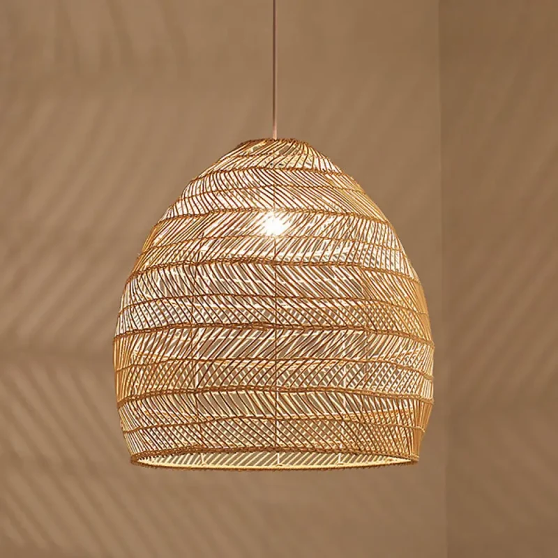 Rotan Hanglamp Cloche Scandinavisch Design Eettafel Verlichting Natuurlijke Stijl Woonkamer Keuken Eetkamer | Sansoti