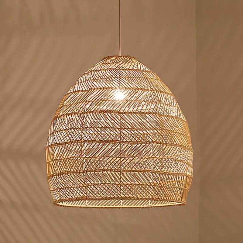 Rotan Hanglamp Cloche Scandinavisch Design Eettafel Verlichting Natuurlijke Stijl Woonkamer Keuken Eetkamer | Sansoti