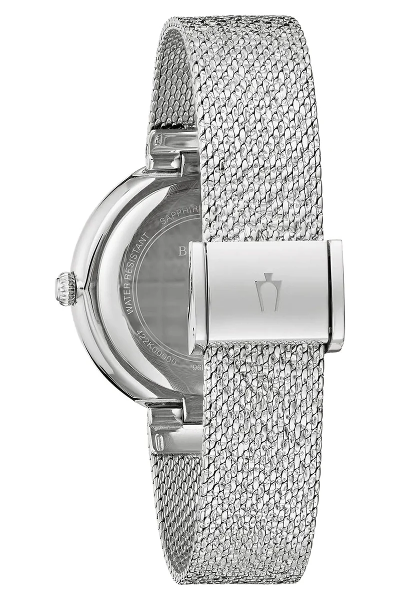 Bulova Crystal 96L329 Damenuhr Silber • Saphirglas • 92 Kristalle von Hand gesetzt
