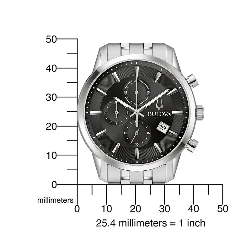 Bulova Sutton 96B412 Herrenuhr Schwarz • Chronograph • Edelstahlarmband