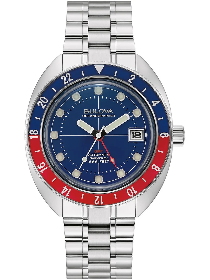 Bulova Oceanographer GMT 96B405 Herrenuhr Blau • Automatikwerk • Saphirglas