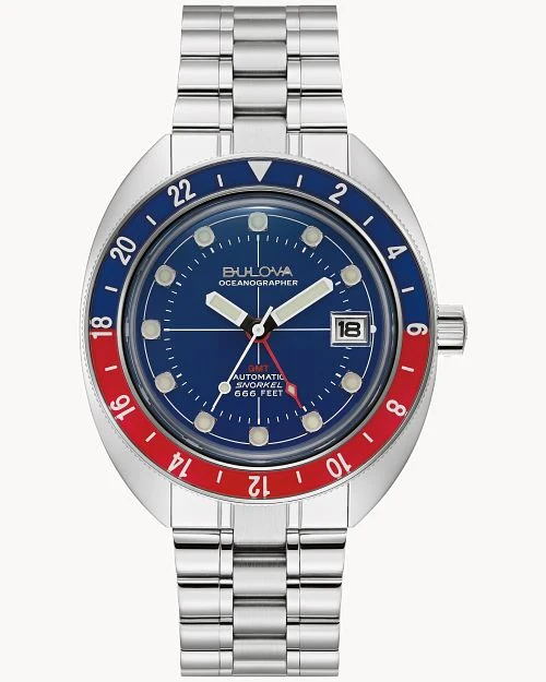 Bulova Oceanographer GMT 96B405 Herrenuhr Blau • Automatikwerk • Saphirglas