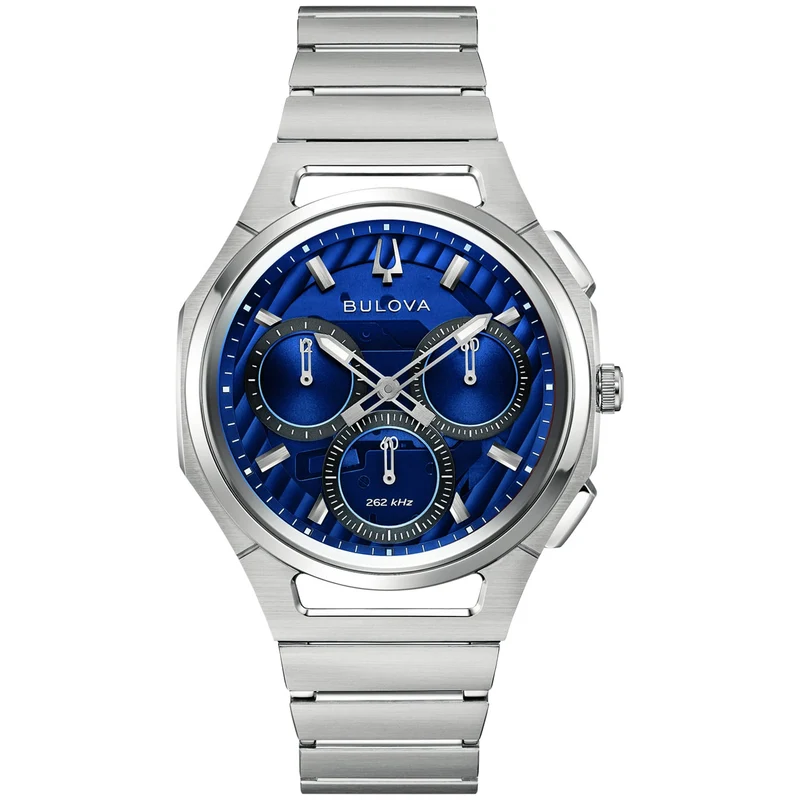 Bulova Curv 96A339 Herren Armbanduhr Blau • Saphirglas mit Doppelkrümmung • Hochpräzisions-Quarzwerk