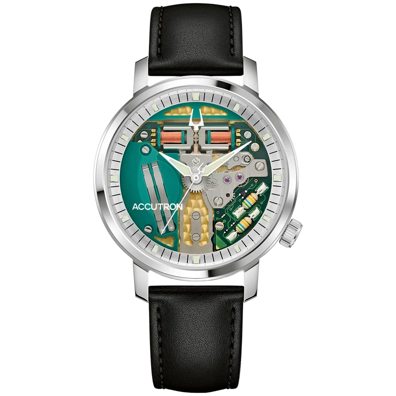 Bulova Accutron Spaceview 314 26A211 Herren Armbanduhr Grün • Stimmgabel-Kaliber Y230-Y4A • Saphirglas