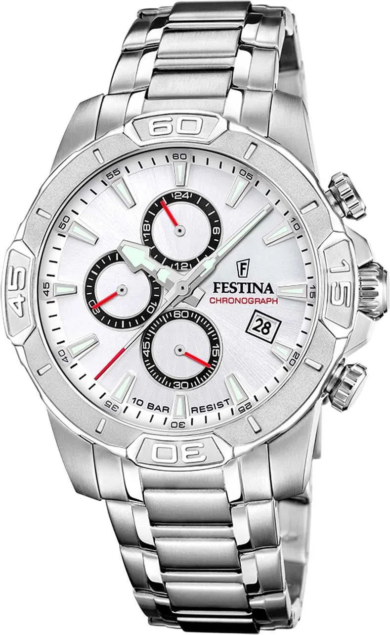 Festina Timeless Chronograph F20704/1 Herrenuhr • Präziser Quarz-Chronograph • Edelstahl 10 ATM