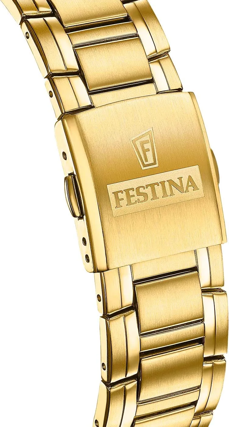 Festina Timeless Chronograph F20705/4 Herrenuhr • Goldfarbenes Edelstahl-Design • 10 ATM Wasserdicht