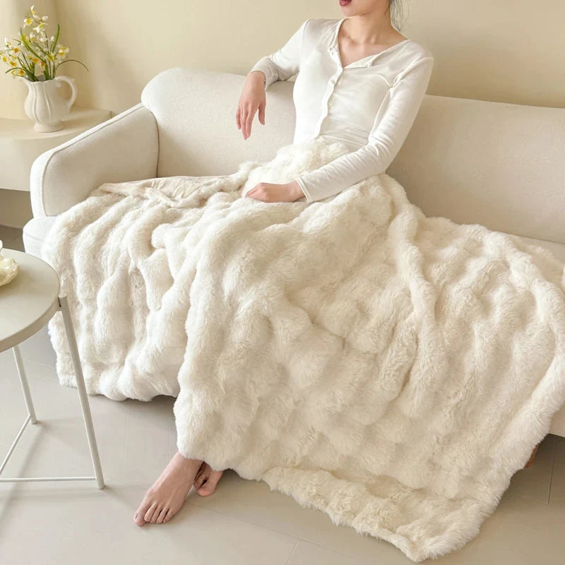 Sansoti - Dubbel­laagse Fleece Deken van Imitatie Konijnenbont – Ultiem Zacht & Warm Comfort