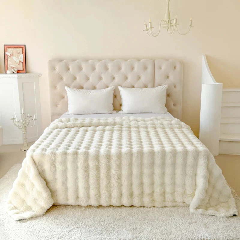 Sansoti - Dubbel­laagse Fleece Deken van Imitatie Konijnenbont – Ultiem Zacht & Warm Comfort