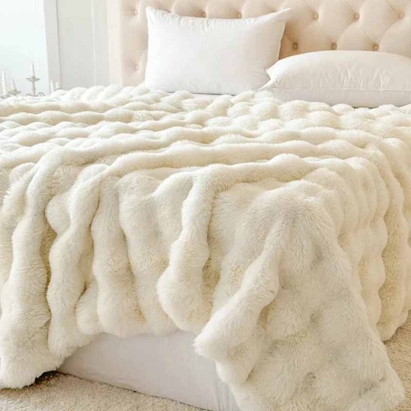 Sansoti - Dubbel­laagse Fleece Deken van Imitatie Konijnenbont – Ultiem Zacht & Warm Comfort