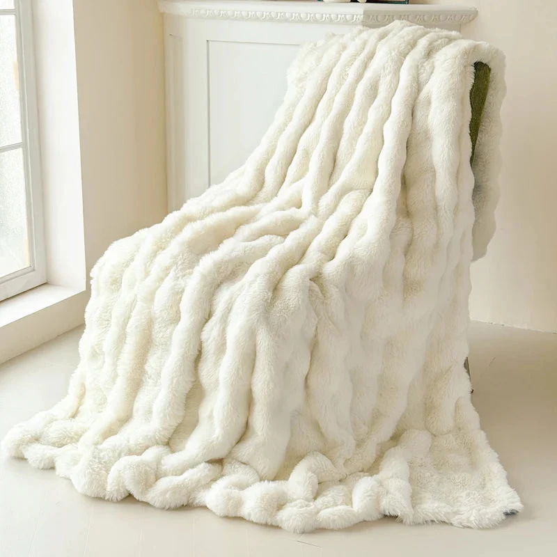 Sansoti - Dubbel­laagse Fleece Deken van Imitatie Konijnenbont – Ultiem Zacht & Warm Comfort