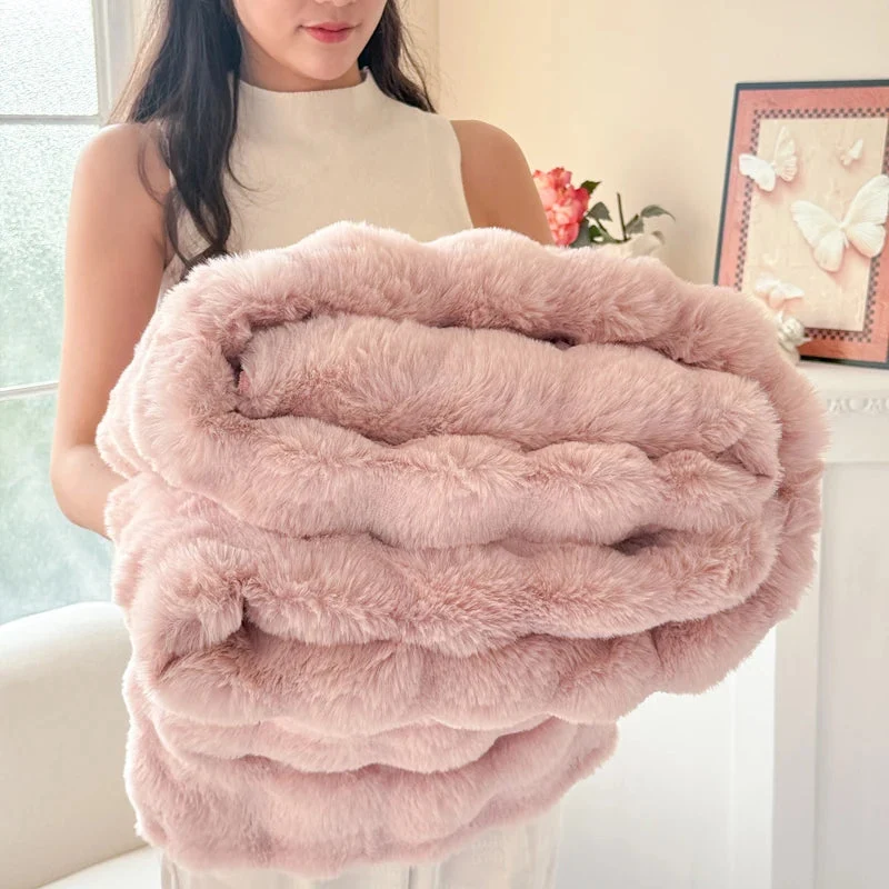 Sansoti - Dubbel­laagse Fleece Deken van Imitatie Konijnenbont – Ultiem Zacht & Warm Comfort