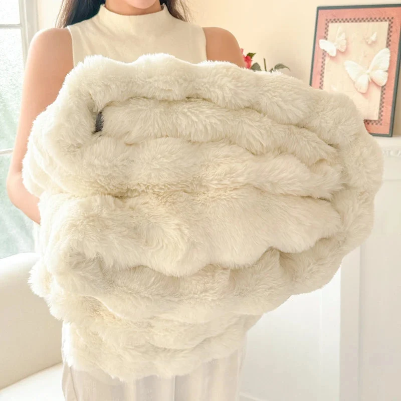 Sansoti - Dubbel­laagse Fleece Deken van Imitatie Konijnenbont – Ultiem Zacht & Warm Comfort