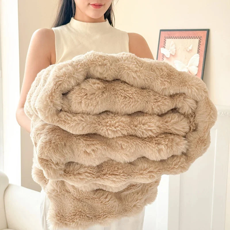 Sansoti - Dubbel­laagse Fleece Deken van Imitatie Konijnenbont – Ultiem Zacht & Warm Comfort