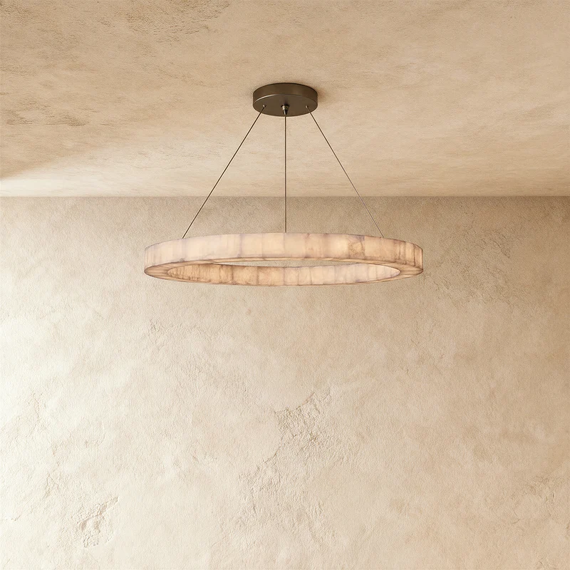 Teva Calciet Hanglamp Met Handgemaakte Steenringen En Zachte Sfeerverlichting | Sansoti