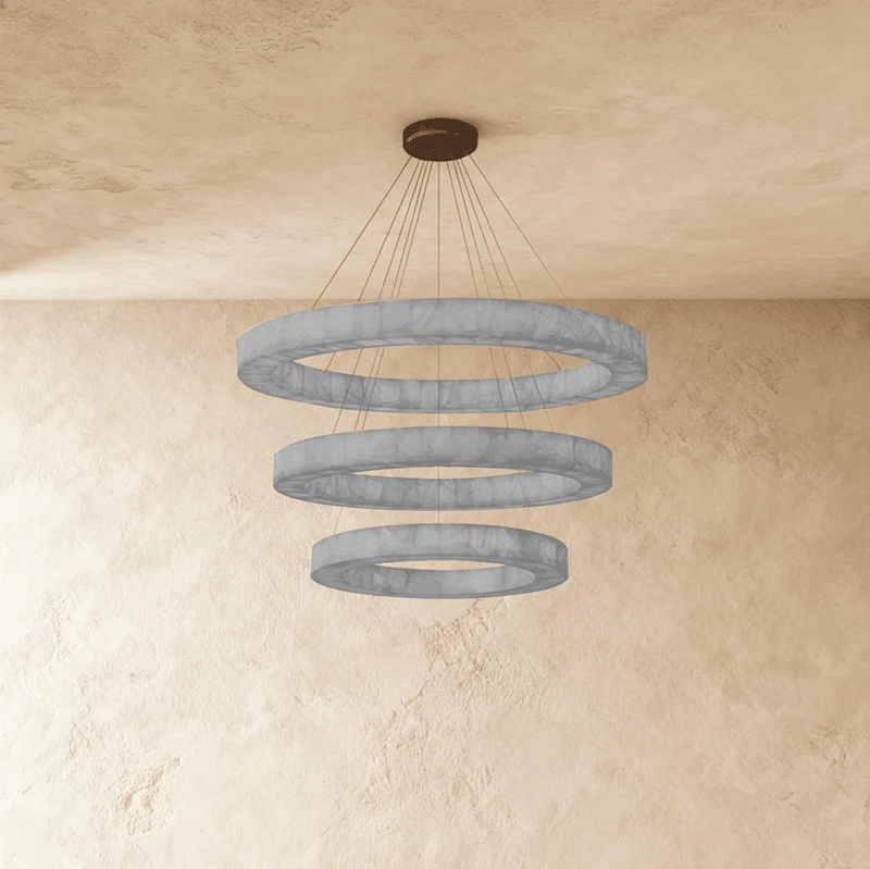 Teva Calciet Hanglamp Met Handgemaakte Steenringen En Zachte Sfeerverlichting | Sansoti