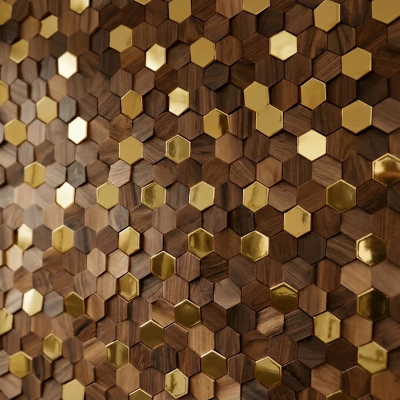 Wikne Houten Mozaïek Wandpanelen Met Hexagon Design Voor Moderne Accentmuren | Sansoti