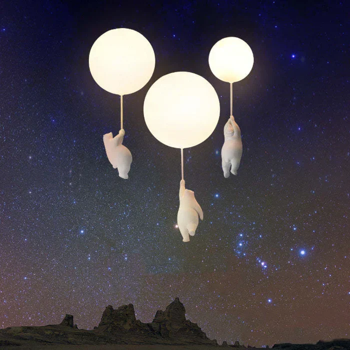 Kinderkamer hanglamp met beer en ballon, speelse plafondlamp met warm led licht voor slaapkamer en woonkamer | Sansoti