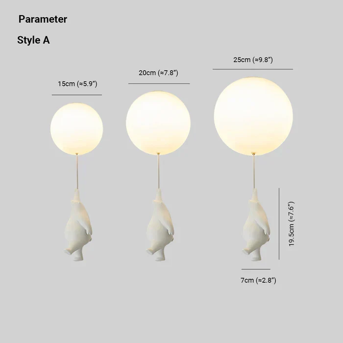 Kinderkamer hanglamp met beer en ballon, speelse plafondlamp met warm led licht voor slaapkamer en woonkamer | Sansoti