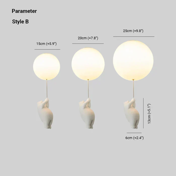Kinderkamer hanglamp met beer en ballon, speelse plafondlamp met warm led licht voor slaapkamer en woonkamer | Sansoti