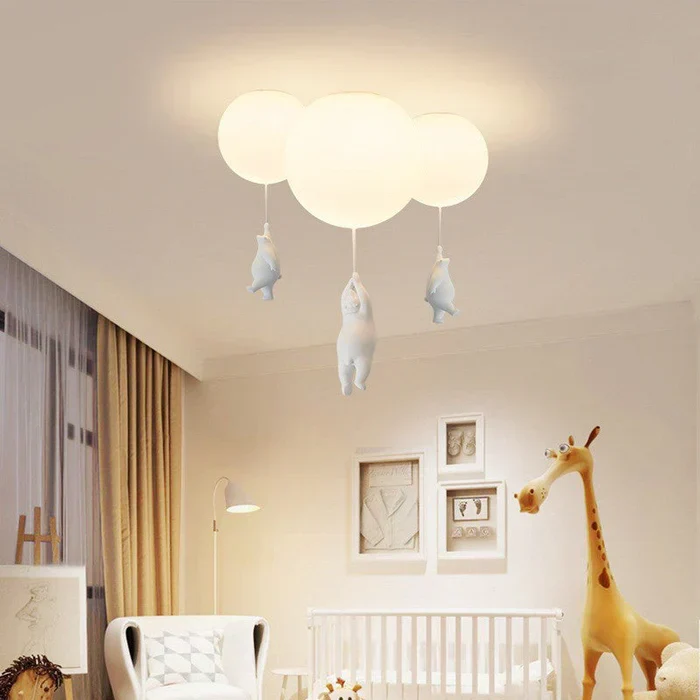 Kinderkamer hanglamp met beer en ballon, speelse plafondlamp met warm led licht voor slaapkamer en woonkamer | Sansoti