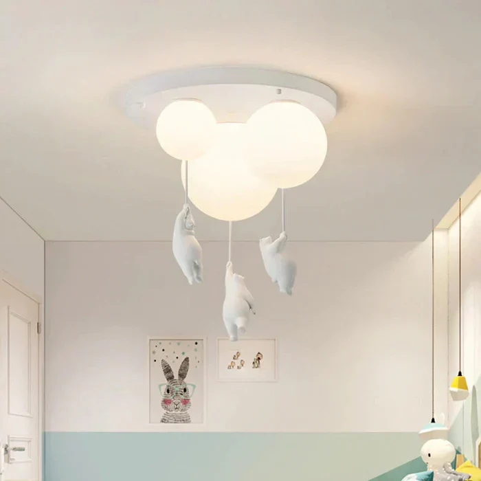 Kinderkamer hanglamp met beer en ballon, speelse plafondlamp met warm led licht voor slaapkamer en woonkamer | Sansoti