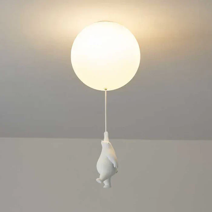 Kinderkamer hanglamp met beer en ballon, speelse plafondlamp met warm led licht voor slaapkamer en woonkamer | Sansoti