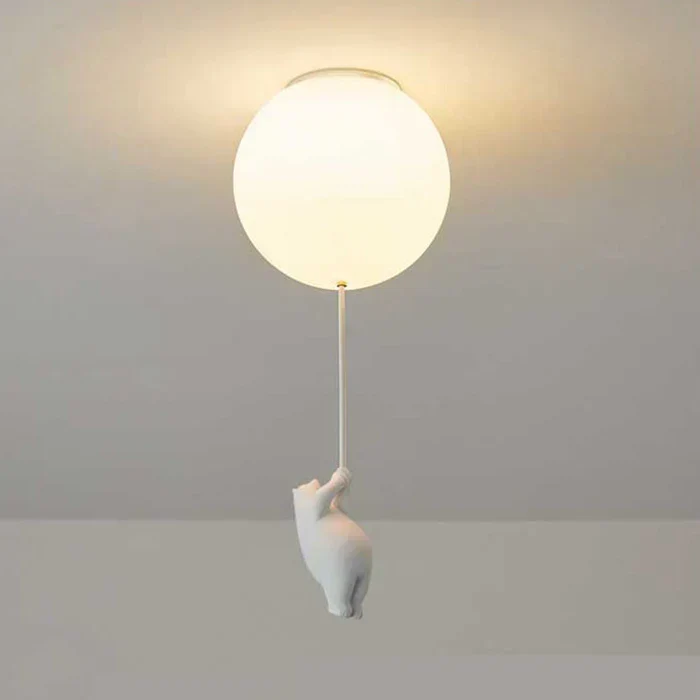 Kinderkamer hanglamp met beer en ballon, speelse plafondlamp met warm led licht voor slaapkamer en woonkamer | Sansoti