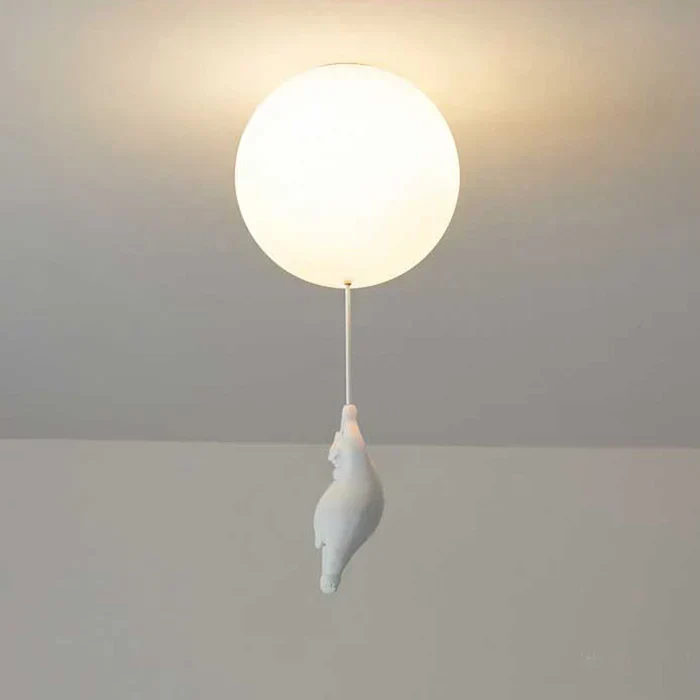 Kinderkamer hanglamp met beer en ballon, speelse plafondlamp met warm led licht voor slaapkamer en woonkamer | Sansoti