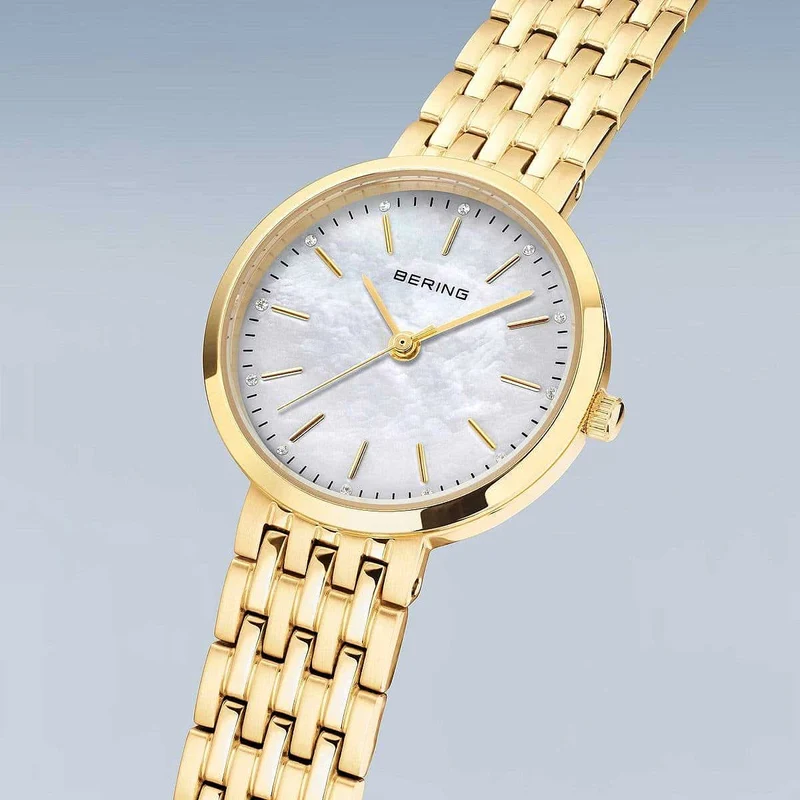 Bering Classic 19126-734 Damenuhr • Kratzfestes Saphirglas • Edles Perlmutt-Zifferblatt