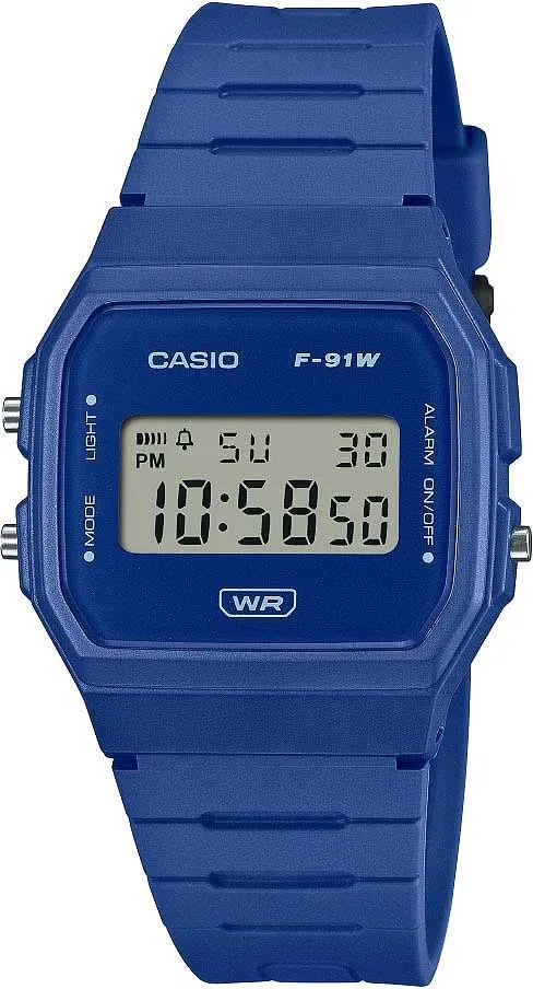Casio F-91WB-2A1EF Damenuhr • Kultiges Retro-Design • Blau