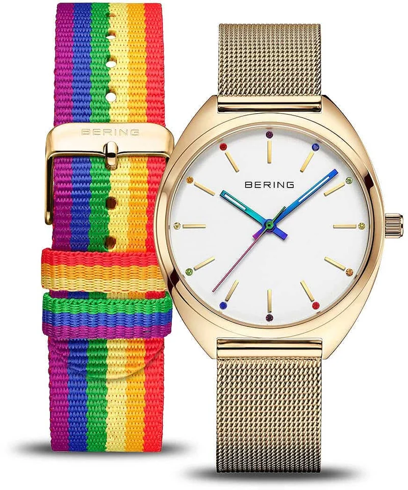 Bering 127220-36-334 Damenuhr • Kratzfestes Saphirglas • Feines Milanaise-Armband