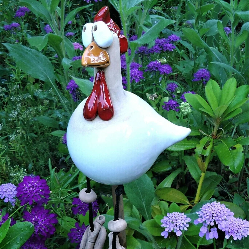 Tuinkip Decoratie Kleurrijk Tuin Terras Balkon Tuinbeeld Tuindecoratie Vogelbeeld Set Cadeau | Sansoti