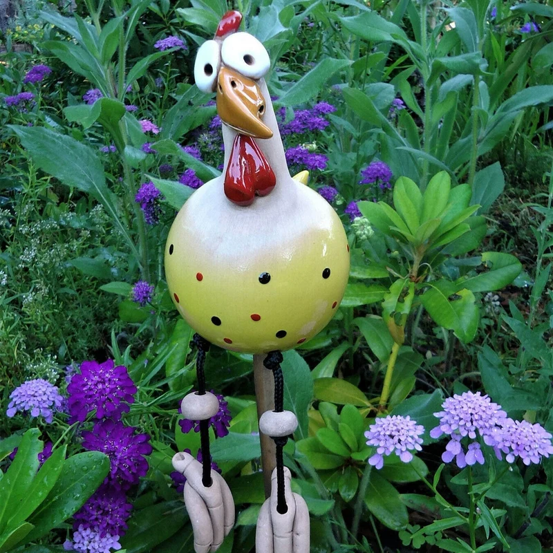 Tuinkip Decoratie Kleurrijk Tuin Terras Balkon Tuinbeeld Tuindecoratie Vogelbeeld Set Cadeau | Sansoti