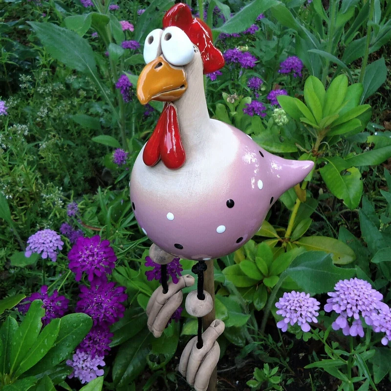 Tuinkip Decoratie Kleurrijk Tuin Terras Balkon Tuinbeeld Tuindecoratie Vogelbeeld Set Cadeau | Sansoti