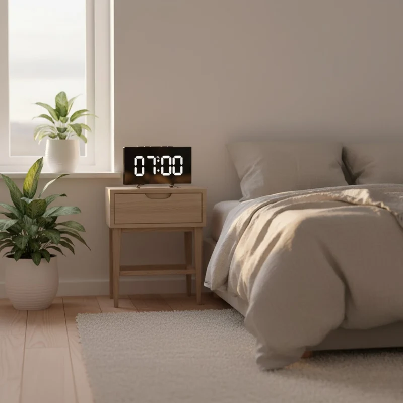 Digitale LED Wekker met Gebogen Display – Automatische Lichtregeling & Groot Scherm | Sansoti