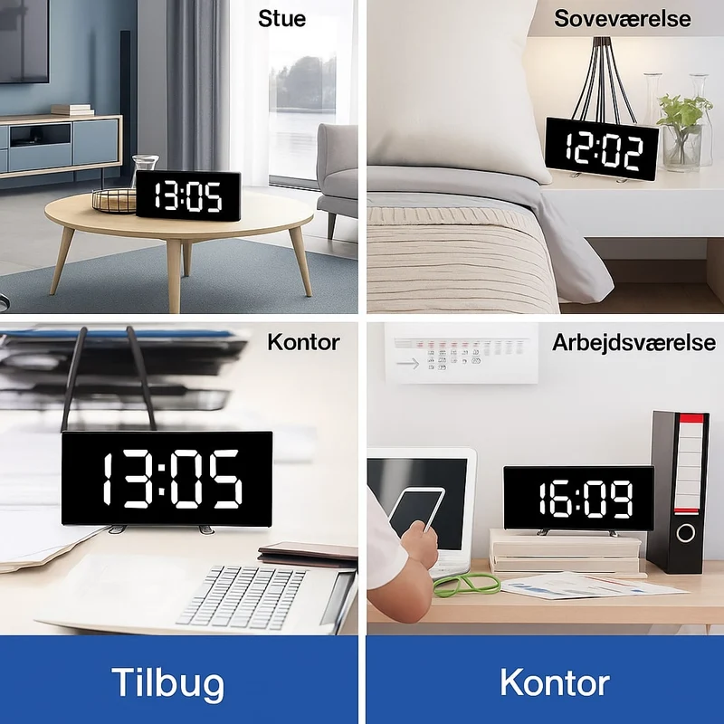 Digitale LED Wekker met Gebogen Display – Automatische Lichtregeling & Groot Scherm | Sansoti