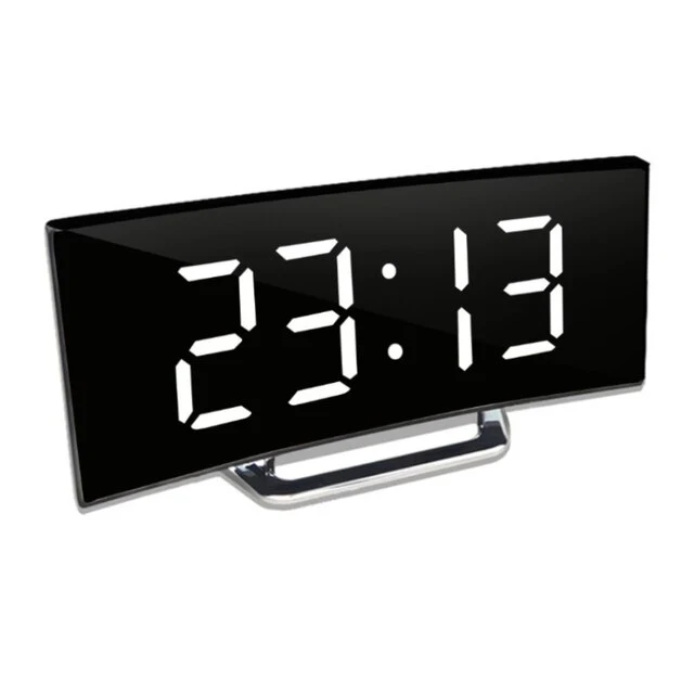 Digitale LED Wekker met Gebogen Display – Automatische Lichtregeling & Groot Scherm | Sansoti