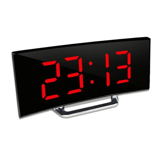 Digitale LED Wekker met Gebogen Display – Automatische Lichtregeling & Groot Scherm | Sansoti