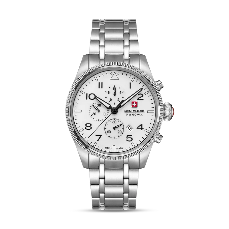 Swiss Military Hanowa Thunderbolt SMWGI0005701-SET Herrenuhr Weiß • Saphirglas • Chronograph Set 10 ATM