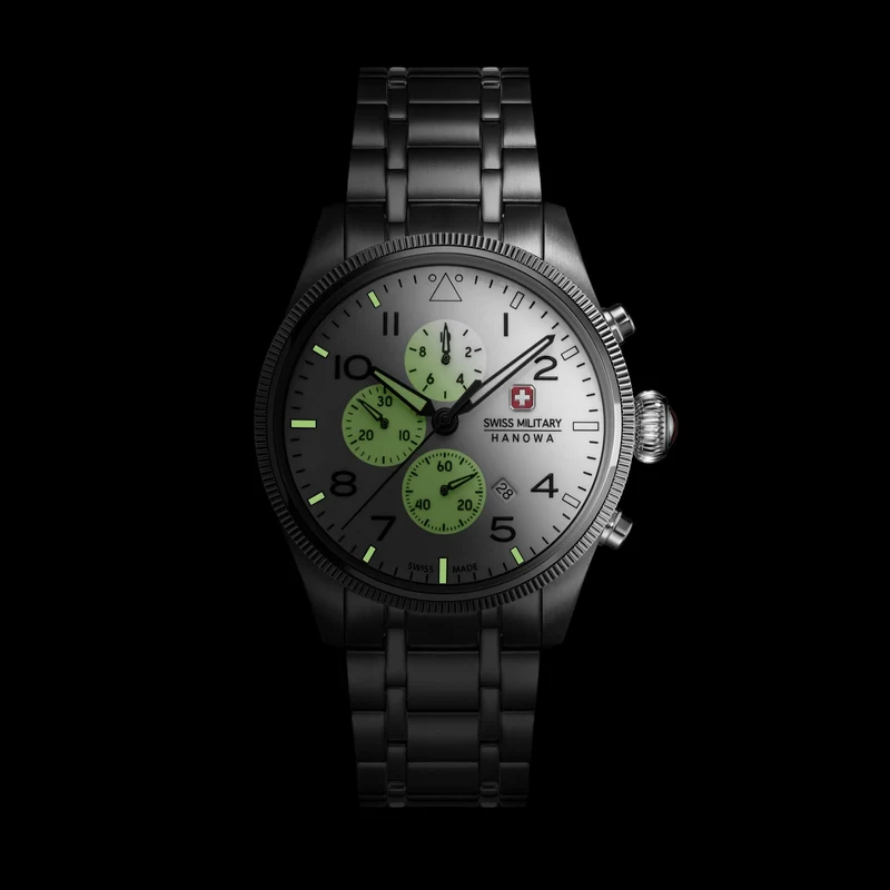 Swiss Military Hanowa Thunderbolt SMWGI0005701-SET Herrenuhr Weiß • Saphirglas • Chronograph Set 10 ATM