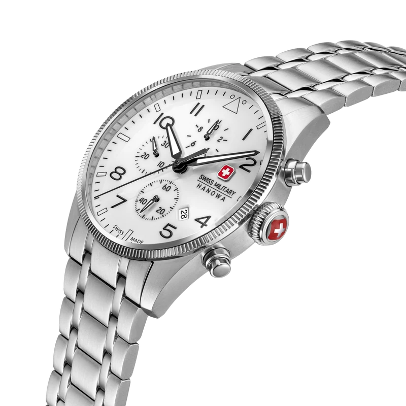 Swiss Military Hanowa Thunderbolt SMWGI0005701-SET Herrenuhr Weiß • Saphirglas • Chronograph Set 10 ATM